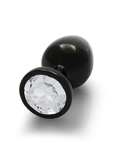 Male Sex Toys SHOTS AMERICA Ouch Round Gem Butt Plug Medium Gunmetal Faux Diamond