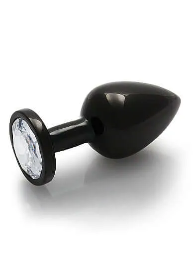 Male Sex Toys SHOTS AMERICA Ouch Round Gem Butt Plug Medium Gunmetal Faux Diamond
