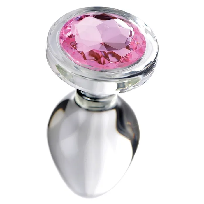 Male Sex Toys XR Brands Booty Sparks Pink Gem Glass Anal PlugLarge