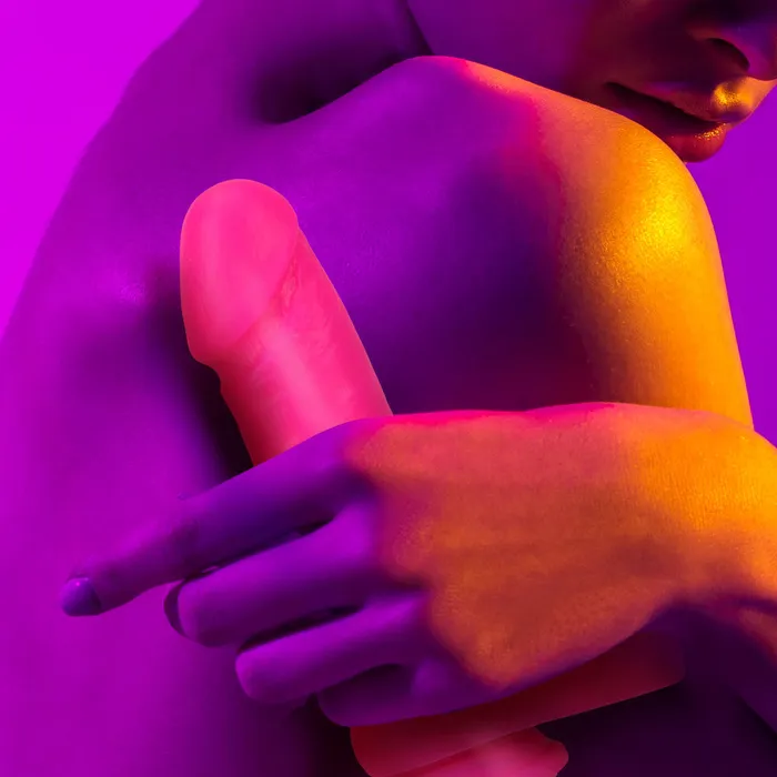 Neo Elite By Blush Neon Pink 8Inch Long Dildo Made with Purio Silicone SensaFeel Dual Density Realistic Technology Blush Dildos