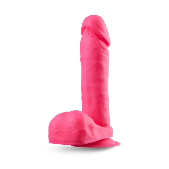 Neo Elite By Blush Neon Pink 8Inch Long Dildo Made with Purio Silicone SensaFeel Dual Density Realistic Technology Blush Dildos