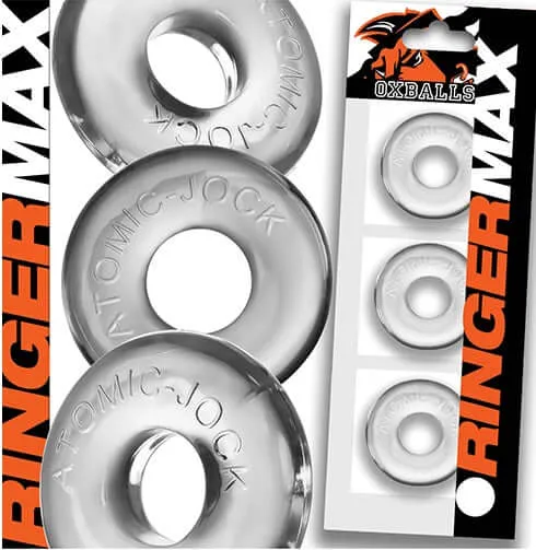 OXBALLS Dildos Ringer Max 3pk Clear CRings by Oxballs Durable and Stretchy Cock Rings OXBALLS Dildos Ringer Max 3pk Clear CRings by Oxballs Durable and Stretchy Cock Rings