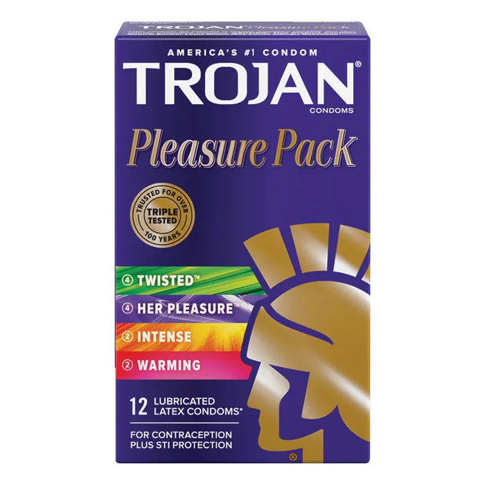 PARADISE MARKETING Female Sex Toys Trojan Pleasure Pack Condoms 12 Pack