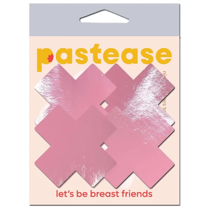 Pastease Vibrators Petite Plus X Two Pair of Small Latex Baby Pink Crosses Nipple Pasties by Pastease