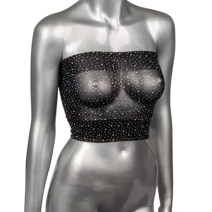 Plus Size Radiance Plus Size Bandeau Top Black Lingerie with Rhinestone Accents California Exotic Novelties