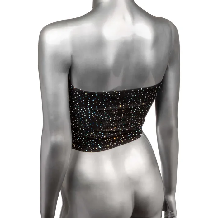 Plus Size Radiance Plus Size Bandeau Top Black Lingerie with Rhinestone Accents California Exotic Novelties
