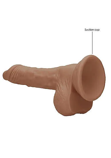 Realrock 7Inch Dong Tan Skin Tone with Testicles Realistic PhthalateFree TPE Dildo SHOTS AMERICA Dildos