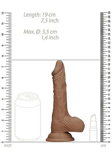 Realrock 7Inch Dong Tan Skin Tone with Testicles Realistic PhthalateFree TPE Dildo SHOTS AMERICA Dildos