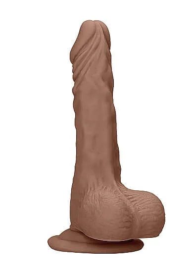 Realrock 7Inch Dong Tan Skin Tone with Testicles Realistic PhthalateFree TPE Dildo SHOTS AMERICA Dildos