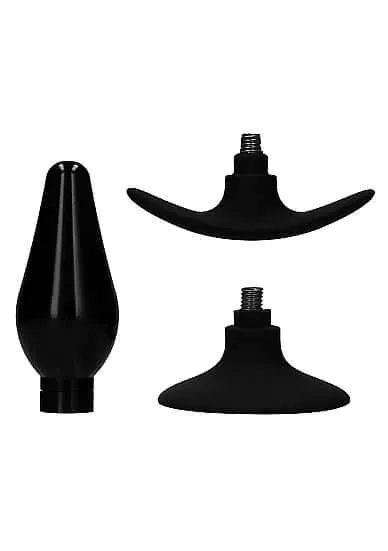SHOTS AMERICA Ouch Interchangeable Butt Plug Set Pointed Medium Black Anal