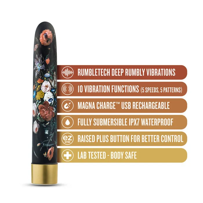 The Collection By Blush Bountiful 7 Inch Slimline GSpot Vibrator In Flora 10 RumboTech Vibration Modes Blush Vibrators