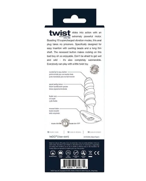 Vedo Anal Vedo Twist Rechargeable Anal Plug Black Pearl