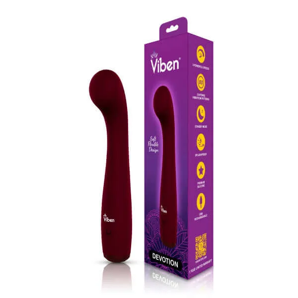 Viben Devotion GSpot Vibe Ruby 5 Intense Vibration Patterns Silky Silicone Viben Vibrators