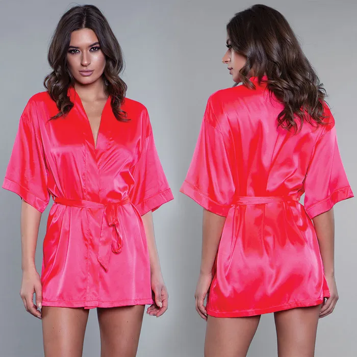 Vibrators BeWicked BeWicked Satin RobeHot Pink 1XHanging