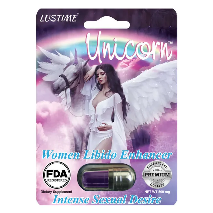 Vibrators Rhino Lustime Unicorn Women Libido Enhancer 24 pc Display 500mg Capsule for Intense Sexual Desire