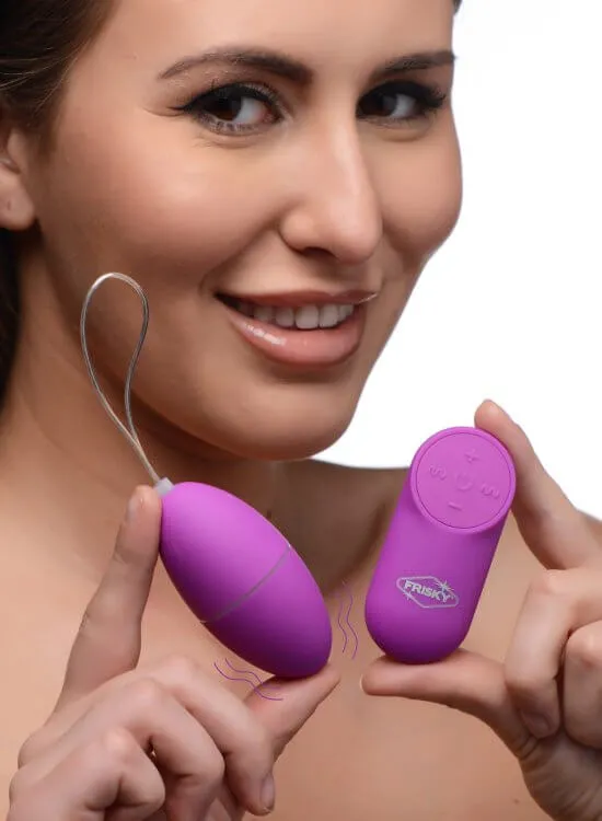 Vibrators XR Brands Frisky Scrambler 28X RemoteControlled Vibrating Egg in Purple by XR Brands Playful Pleasure Unleashed Vibrators XR Brands Frisky Scrambler 28X RemoteControlled Vibrating Egg in Purple by XR Brands Playful Pleasure Unleashed