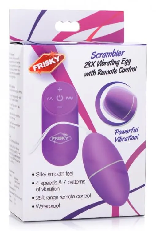 Vibrators XR Brands Frisky Scrambler 28X RemoteControlled Vibrating Egg in Purple by XR Brands Playful Pleasure Unleashed