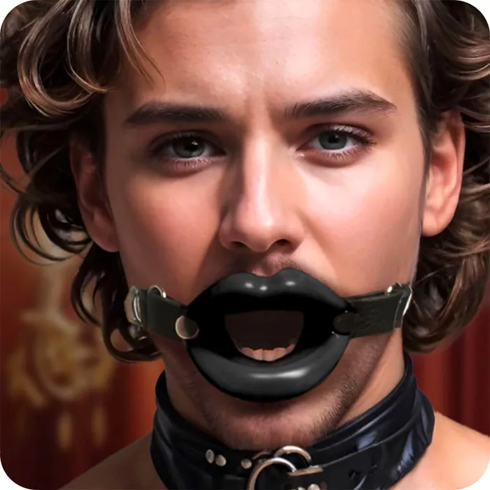 XR Brands Master Series Juicy Lips Open Mouth Gag in Black Anal