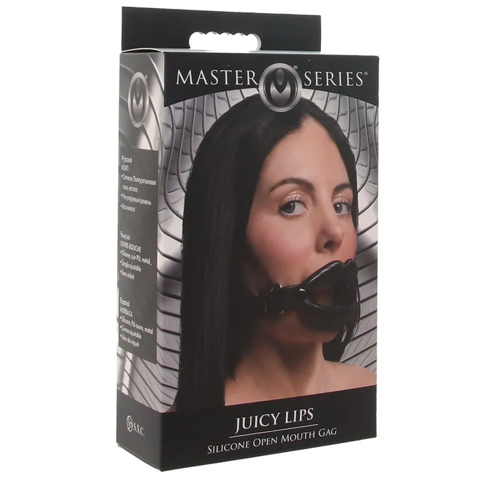 XR Brands Master Series Juicy Lips Open Mouth Gag in Black Anal