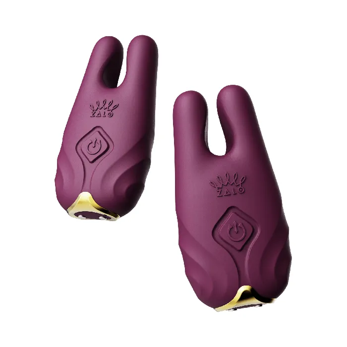 ZALO Nave Vibrating Nipple Clamps Velvet Purple ZALO Vibrators