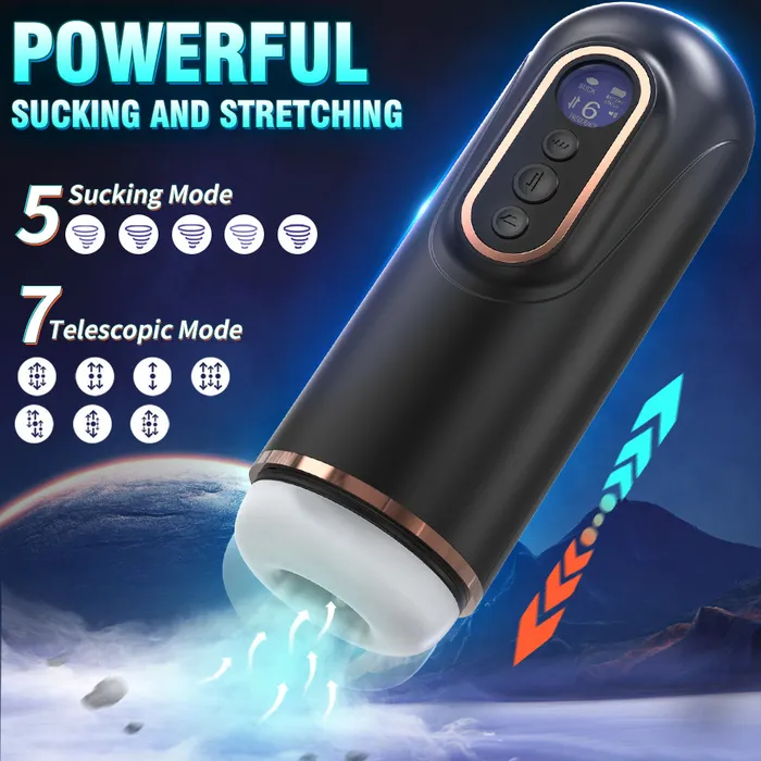 2024 Amazing 5in1 telescopic Electric sucker heating Voice Male Masturbation Cup honeysx Male Sex Toys