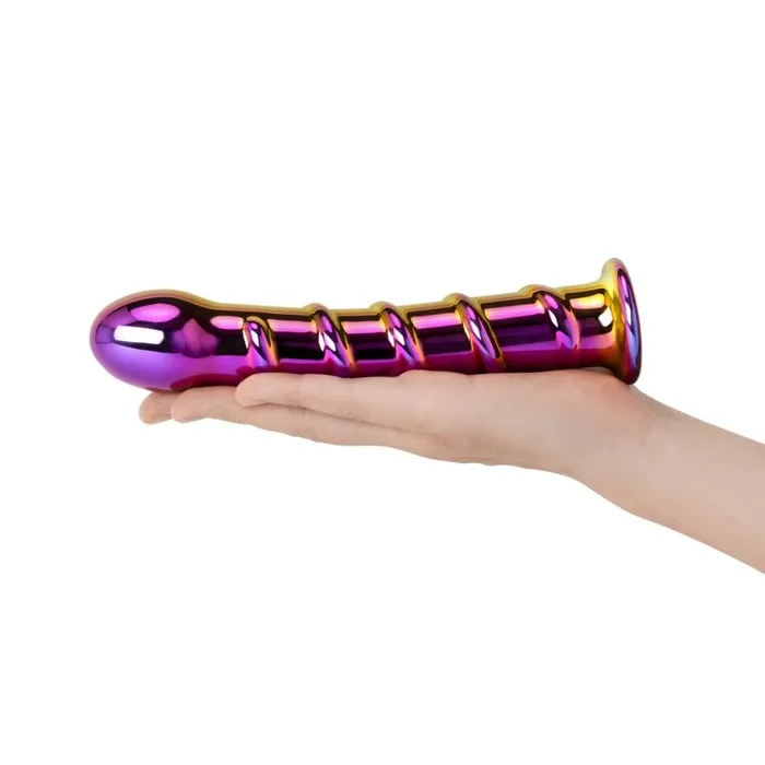 7 Iridescent Chrome Swirl Tapered Dildo Gls Dildos