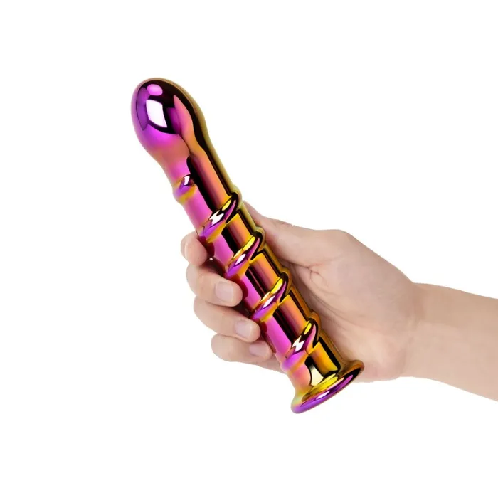 7 Iridescent Chrome Swirl Tapered Dildo Gls Dildos