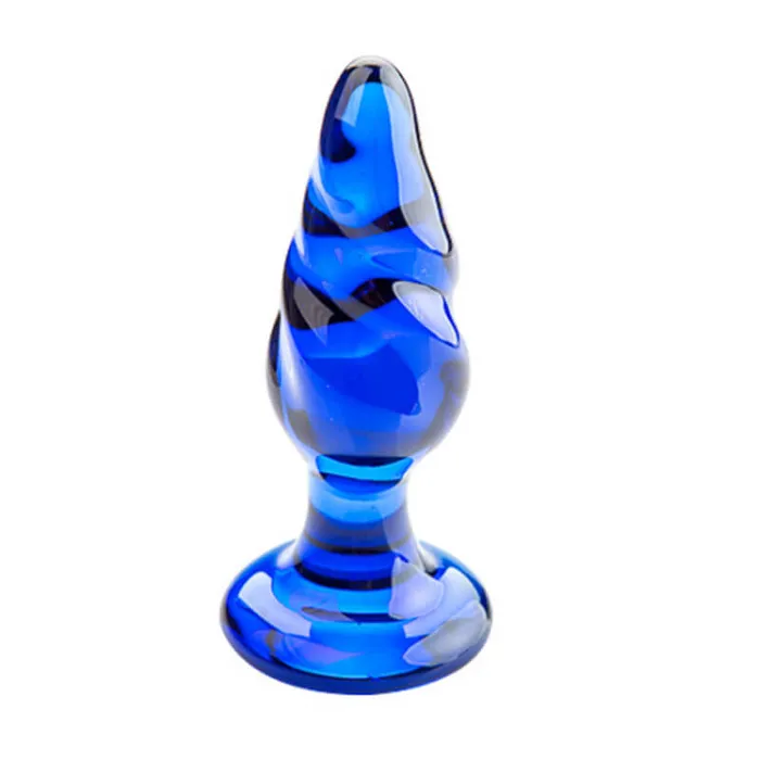 Anal Yatao Honeysx Treasure blue double ball glass butt plug with roation