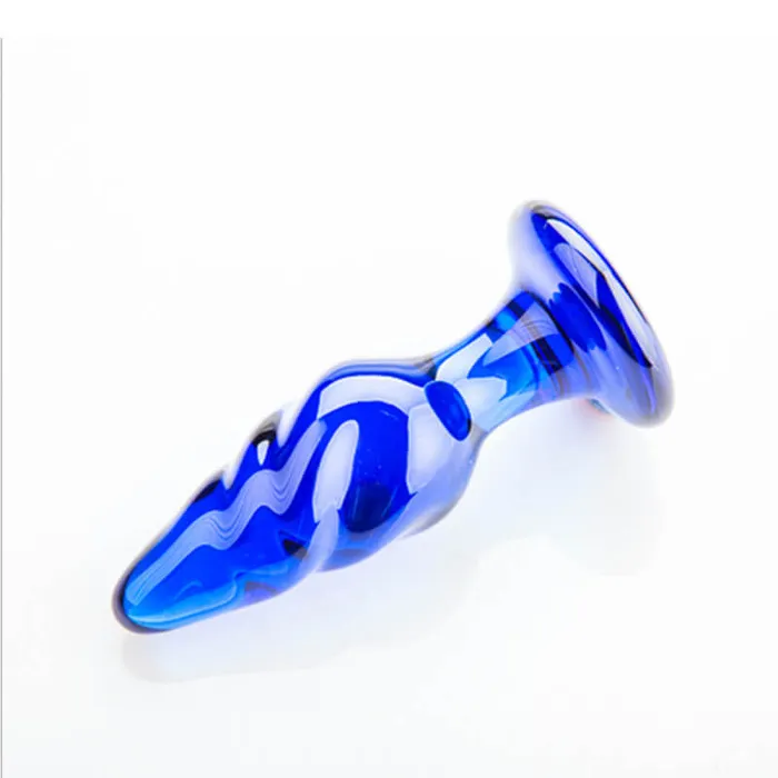 Anal Yatao Honeysx Treasure blue double ball glass butt plug with roation