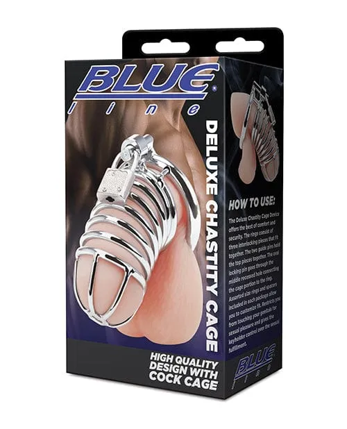 Blue Line Male Sex Toys Blue Line Deluxe Chastity Cage Silver