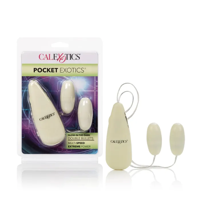 CalExotics Female Sex Toys GlowintheDark Pocket Exotics Vibrating Glowing Double Bullets CalExotics Female Sex Toys GlowintheDark Pocket Exotics Vibrating Glowing Double Bullets