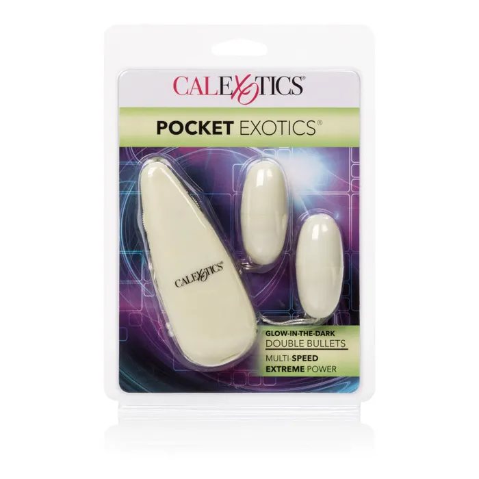 CalExotics Female Sex Toys GlowintheDark Pocket Exotics Vibrating Glowing Double Bullets CalExotics Female Sex Toys GlowintheDark Pocket Exotics Vibrating Glowing Double Bullets