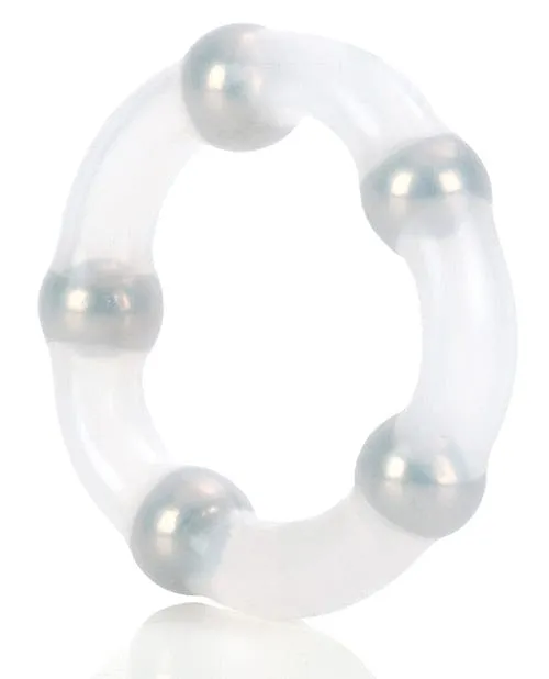 CalExotics Male Sex Toys Metallic Bead Ring Clear CalExotics Male Sex Toys Metallic Bead Ring Clear