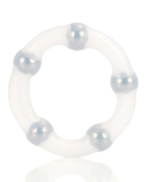 CalExotics Male Sex Toys Metallic Bead Ring Clear CalExotics Male Sex Toys Metallic Bead Ring Clear