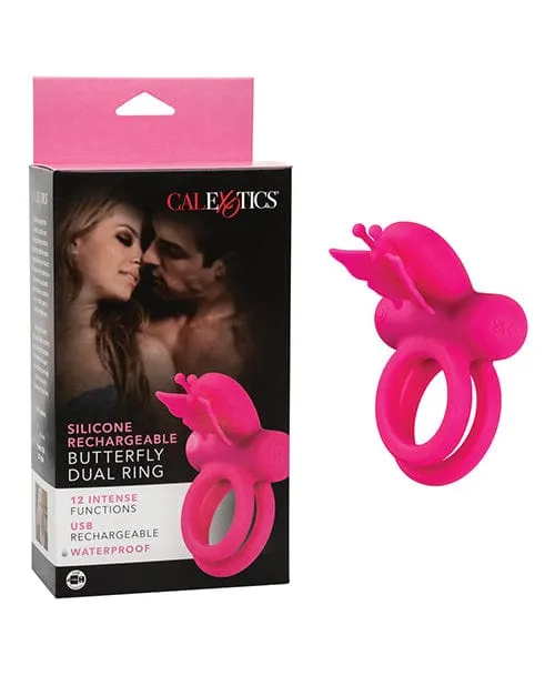 CalExotics Silicone Rechargeable Butterfly Dual Ring Female Sex Toys