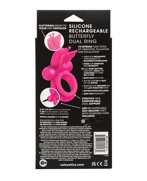 CalExotics Silicone Rechargeable Butterfly Dual Ring Female Sex Toys