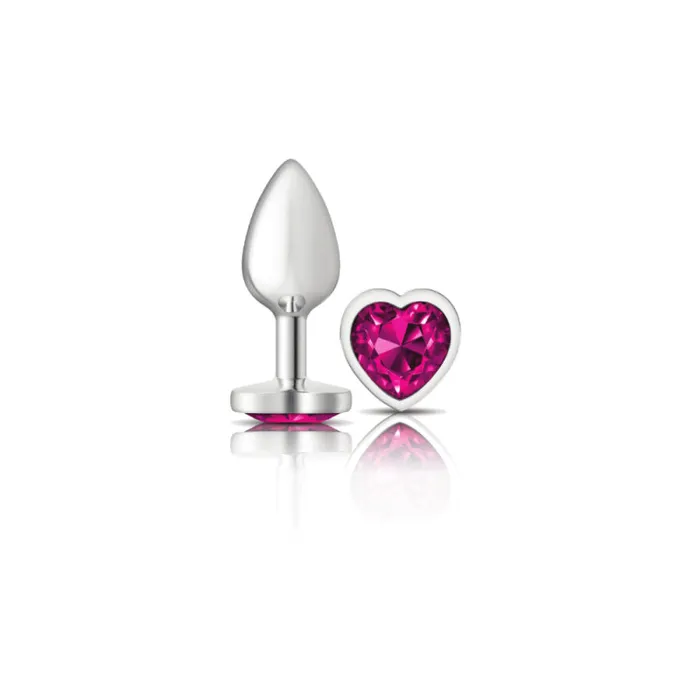 Cheeky Charms Silver Metal Butt Plug Heart Bright Pink Small Viben Anal Cheeky Charms Silver Metal Butt Plug Heart Bright Pink Small Viben Anal