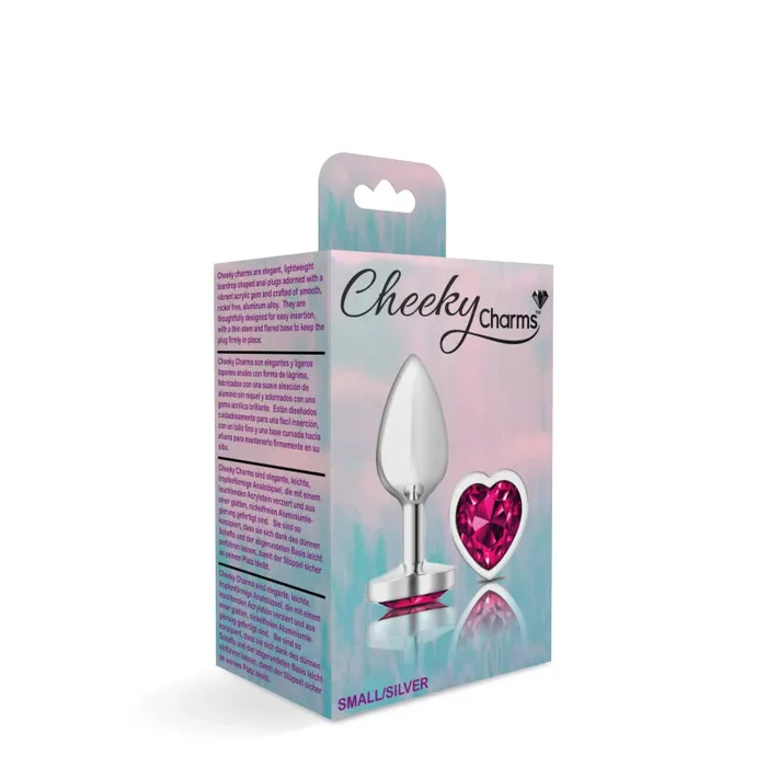 Cheeky Charms Silver Metal Butt Plug Heart Bright Pink Small Viben Anal Cheeky Charms Silver Metal Butt Plug Heart Bright Pink Small Viben Anal