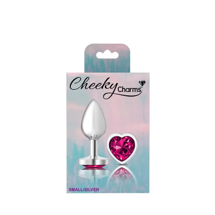 Cheeky Charms Silver Metal Butt Plug Heart Bright Pink Small Viben Anal Cheeky Charms Silver Metal Butt Plug Heart Bright Pink Small Viben Anal