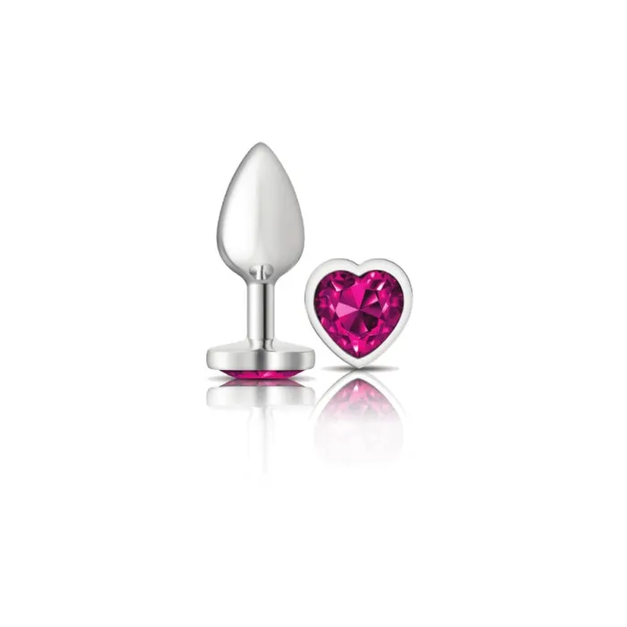 Cheeky Charms Silver Metal Butt Plug Heart Bright Pink Small Viben Anal Cheeky Charms Silver Metal Butt Plug Heart Bright Pink Small Viben Anal