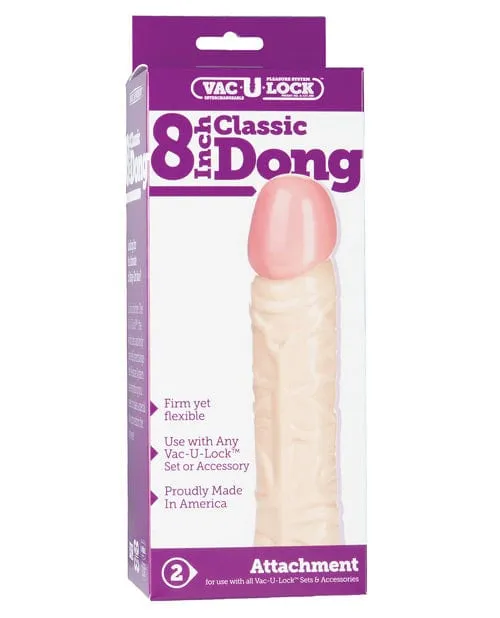 Dildos Doc Johnson VacULock 8 Classic Dong White