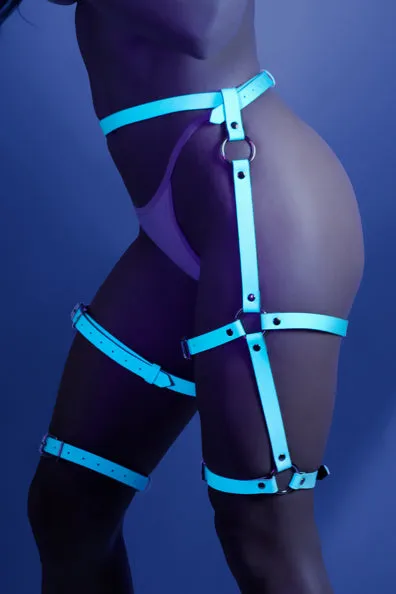 Fantasy Lingerie Vibrators Buckle Up Waist Leg Harness in Blue