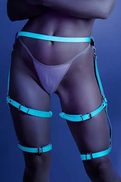 Fantasy Lingerie Vibrators Buckle Up Waist Leg Harness in Blue