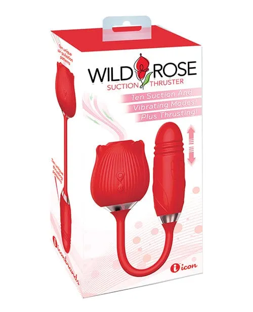 Female Sex Toys Icon Brands INC Wild Rose Rechargeable Silicone Suction Thruster Vibrator Red Female Sex Toys Icon Brands INC Wild Rose Rechargeable Silicone Suction Thruster Vibrator Red