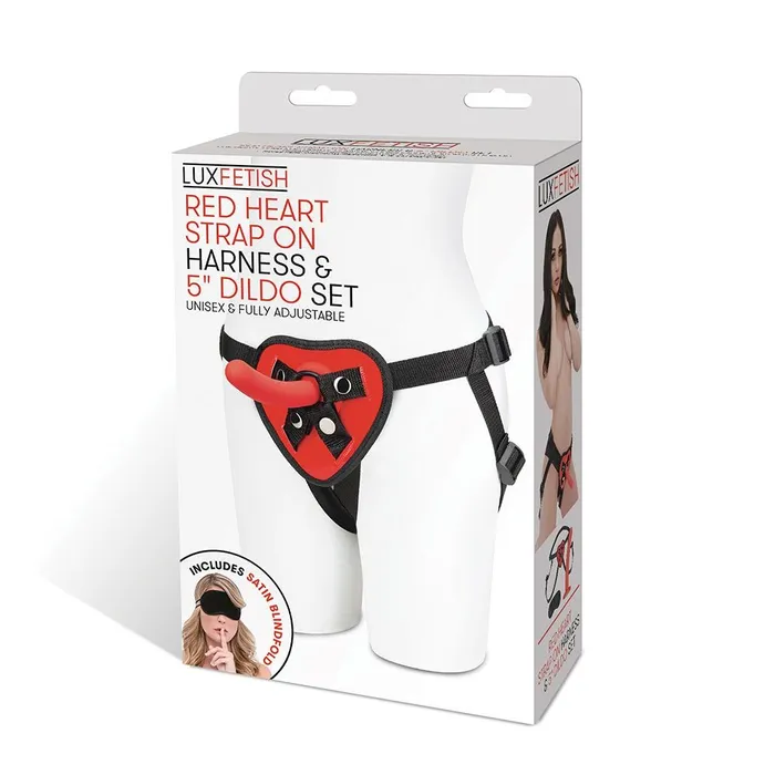 Female Sex Toys Red Heart Strap On Dildo Harness Set Lux Fetish