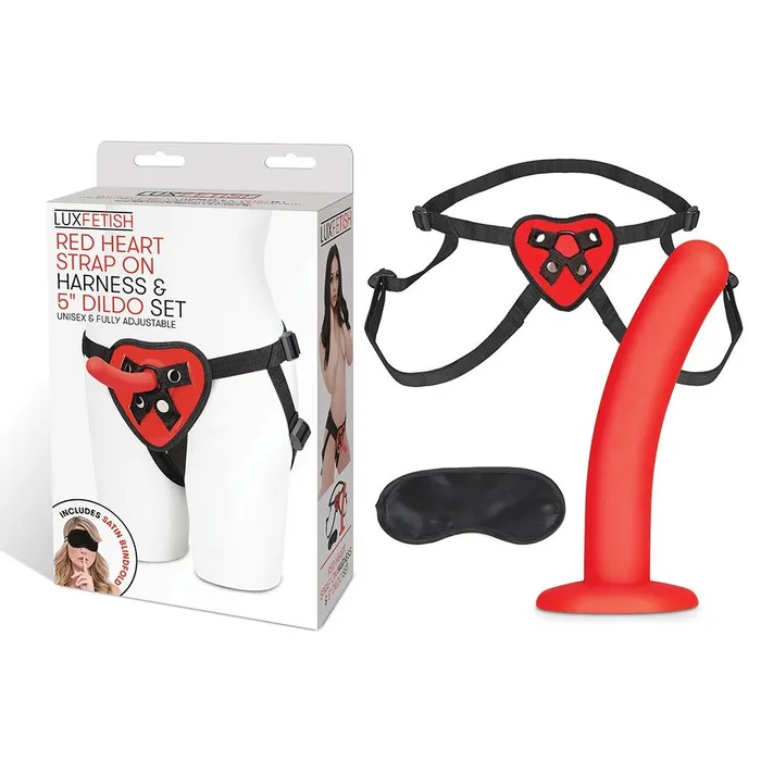 Female Sex Toys Red Heart Strap On Dildo Harness Set Lux Fetish