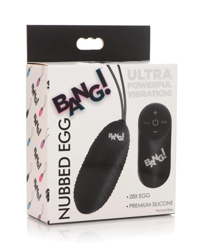 Female Sex Toys XR Brands Bang 28X Nubbed Silicone Egg with Remote Control Black Female Sex Toys XR Brands Bang 28X Nubbed Silicone Egg with Remote Control Black
