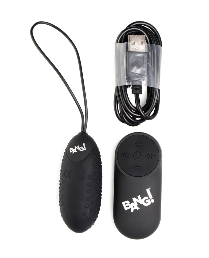 Female Sex Toys XR Brands Bang 28X Nubbed Silicone Egg with Remote Control Black Female Sex Toys XR Brands Bang 28X Nubbed Silicone Egg with Remote Control Black