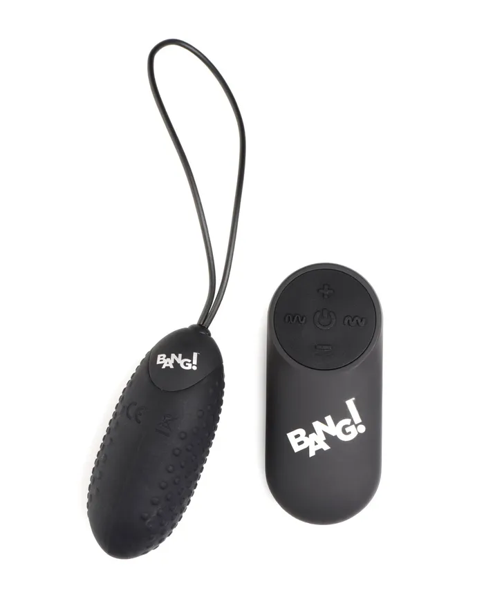 Female Sex Toys XR Brands Bang 28X Nubbed Silicone Egg with Remote Control Black Female Sex Toys XR Brands Bang 28X Nubbed Silicone Egg with Remote Control Black