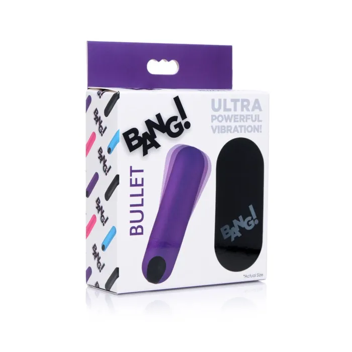 Female Sex Toys XR Brands Bang Bang Vibrating Bullet With Remote Control Purple Female Sex Toys XR Brands Bang Bang Vibrating Bullet With Remote Control Purple